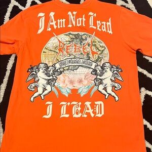 Rebel Vengeance Vivid Orange Tee with Graphic Print Medium
